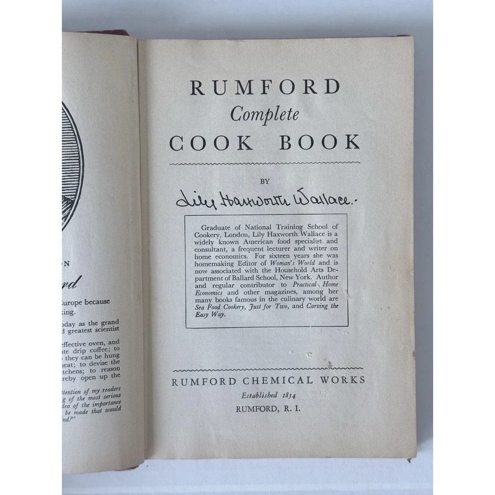 Vintage 1948 Rumford Complete Cook Book Lily Haxworth Wallace 42nd Edition